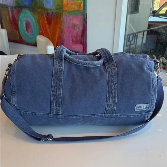 NWT JOHNNIE-O Classic Canvas Duffel Bag Washed Indigo Travel Weekend Carry On - Picture 8 of 9